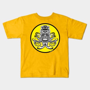 captain kraken in the ocean tentacles of death ecopop skull Kids T-Shirt